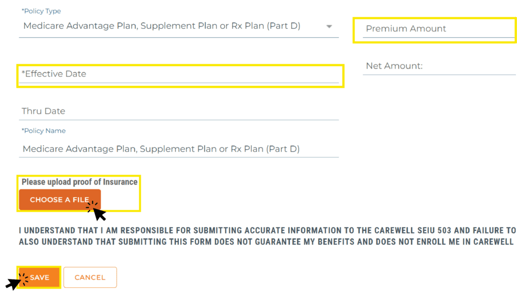 MyCarewell503 Part D An image of the Medicare Advantage, Supplement, or Part D section of MyCarewell503 on computer version.